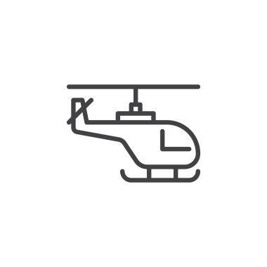 Helikopter satırı simgesi, vektör işareti, anahat üzerinde beyaz izole doğrusal stil piktogram. Sembol, logo illüstrasyon. Düzenlenebilir inme. Piksel mükemmel