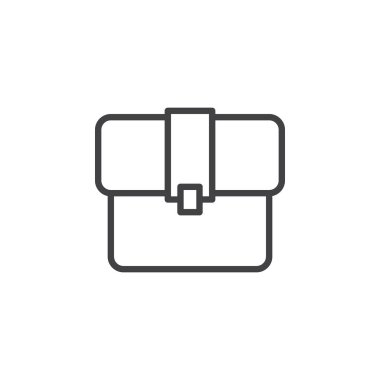 Evrak Çantası'nı satırı simgesi, Anahat vektör işareti üzerinde beyaz izole doğrusal stil piktogram. Portföy sembolü, logo illüstrasyon. Düzenlenebilir inme. Piksel mükemmel