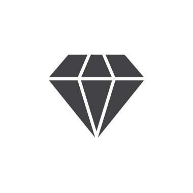 Elmas simge vektör, dolu düz işareti, üzerinde beyaz izole katı piktogram. Değerli taş sembolü, logo illüstrasyon. Piksel mükemmel