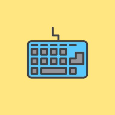 Bilgisayar klavye anahat simgesini, renkli vektör işareti dolu