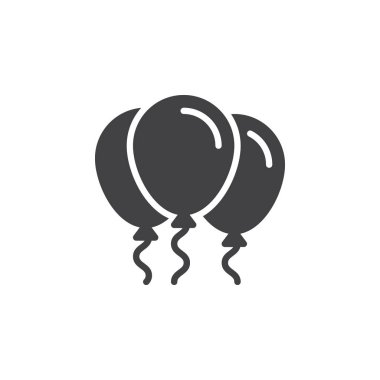 Parti balonları ikon vektörü, düz tabela, beyaz üzerine izole edilmiş katı resim. Sembol, logo çizimi. Piksel mükemmel
