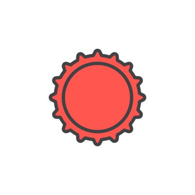 Şişe kapağı dolu anahat simgesini, çizgi vektör işareti, üzerinde beyaz izole doğrusal renkli sembol. Sembol, logo illüstrasyon. Piksel mükemmel