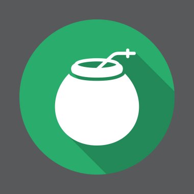 Dostum içecek düz simgesi. Renkli düğme dairesel vektör uzun gölge efekti ile oturum açın. Düz stil tasarım