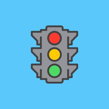 Trafik ışığı doldurulmuş anahat simgesini, çizgi vektör işareti, düz renkli sembol. Sembol, logo illüstrasyon. Piksel mükemmel