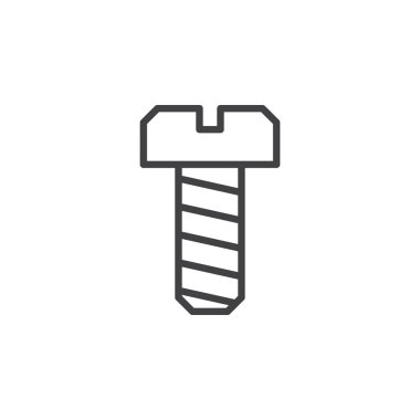 Cıvata, vida satırı simgesi, Anahat vektör işareti üzerinde beyaz izole doğrusal stil piktogram. Sembol, logo illüstrasyon. Düzenlenebilir inme. Piksel mükemmel