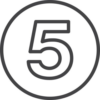 Beş, 5 numaralı satırı simgesi, doğrusal dairesel işareti