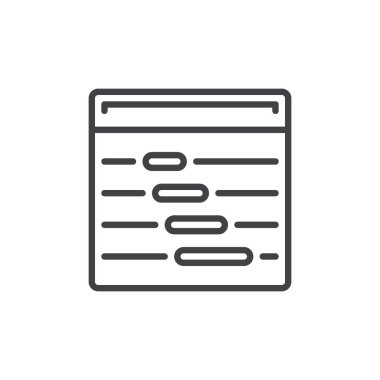 Zaman çizelgesi satırı simgesi, Anahat vektör işareti, üzerinde beyaz izole doğrusal stil piktogram. Sembol, logo illüstrasyon. Düzenlenebilir inme. Piksel mükemmel