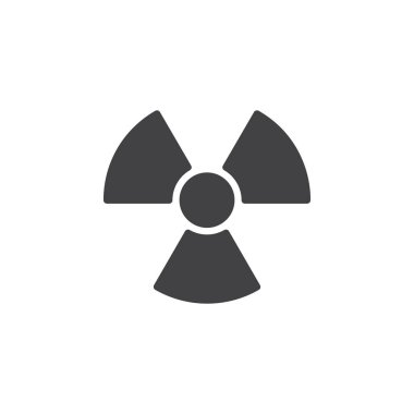 Radyasyon sembol simge vektör, düz işareti, üzerinde beyaz izole katı piktogram dolu. Logo illüstrasyon. Piksel mükemmel