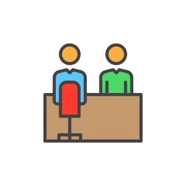 İş görüşmesi doldurulmuş anahat simgesini, renkli vektör işaret, sembol, logo çizim