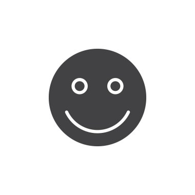 İfade simge vektör, dolu düz işareti, üzerinde beyaz izole katı piktogram gülümse. Sembol, logo illüstrasyon. Piksel mükemmel