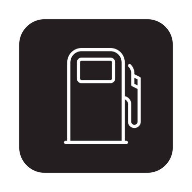 Benzin İstasyonu, yakıt dağıtıcı düz çizgi simgesi, doğrusal vektör renkli yuvarlak kare düğme üzerinde beyaz izole işareti. Sembol, logo illüstrasyon. Düz tasarım, piksel mükemmel