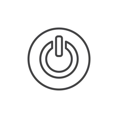 Güç düğmesi satırı simgesi, vektör işareti, anahat üzerinde beyaz izole doğrusal stil piktogram. Sembol, logo illüstrasyon. Düzenlenebilir inme. Piksel mükemmel