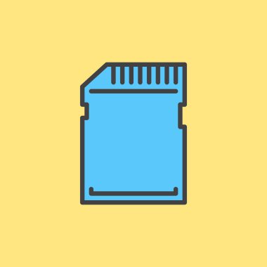 SD kart anahat simgesini, renkli vektör işareti dolu