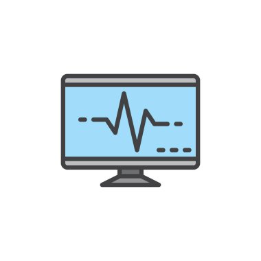 Ekran darbe ile doldurulmuş anahat simgesini, çizgi vektör işareti, doğrusal renkli sembol. Sembol, logo illüstrasyon. Piksel mükemmel