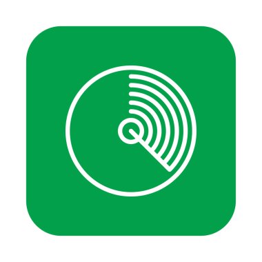 Radar düz çizgi simgesi, doğrusal vektör tabelada renkli kare düğme üzerinde beyaz izole yuvarlanır. Sembol, logo illüstrasyon. Düz tasarım, piksel mükemmel