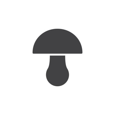 Mantar simge vektör, dolu düz işareti, üzerinde beyaz izole katı piktogram. Sembol, logo illüstrasyon. Piksel mükemmel