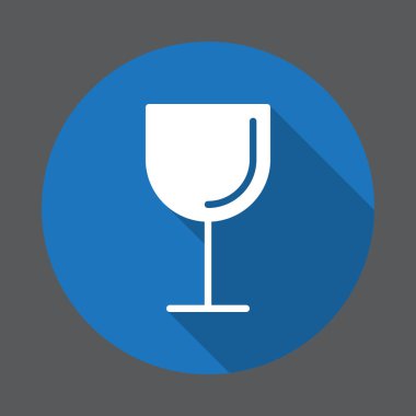 Kadehinin düz simgesi. Renkli düğme dairesel vektör uzun gölge efekti ile oturum açın. Düz stil tasarım