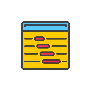 Zaman çizelgesi dolu anahat simgesini, vektör işareti, renkli resimde