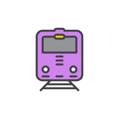 Tren, tren anahat simgesini, çizgi vektör işareti, doğrusal renkli sembol dolu. Sembol, logo illüstrasyon. Piksel mükemmel