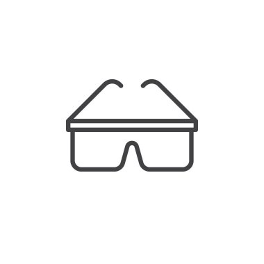 Koruyucu gözlük hat simgesi, Anahat vektör işareti, üzerinde beyaz izole doğrusal stil piktogram. Sembol, logo illüstrasyon. Düzenlenebilir inme. Piksel mükemmel