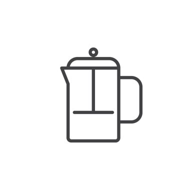 Fransız basın pot satırı simgesi, vektör işareti, anahat üzerinde beyaz izole doğrusal stil piktogram. Sembol, logo illüstrasyon. Düzenlenebilir inme. Piksel mükemmel