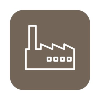 Fabrika, sanayi düz çizgi simgesi, doğrusal vektör renkli yuvarlak kare düğme üzerinde beyaz izole işareti. Sembol, logo illüstrasyon. Düz tasarım, piksel mükemmel