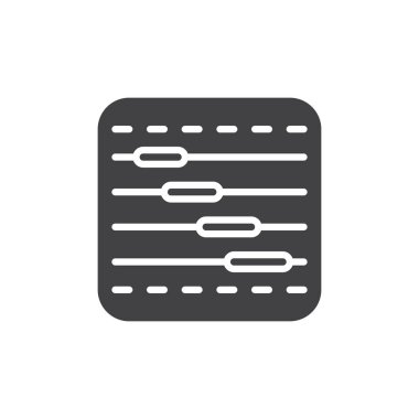 Zaman çizelgesi grafik simge vektör, düz işareti, üzerinde beyaz izole katı piktogram dolu. Sembol, logo illüstrasyon. Piksel mükemmel