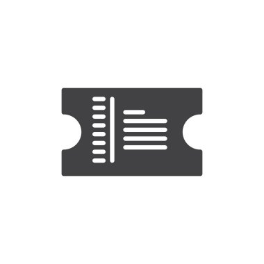 Bilet simge vektör, dolu düz işareti, üzerinde beyaz izole katı piktogram. Sembol, logo illüstrasyon. Piksel mükemmel