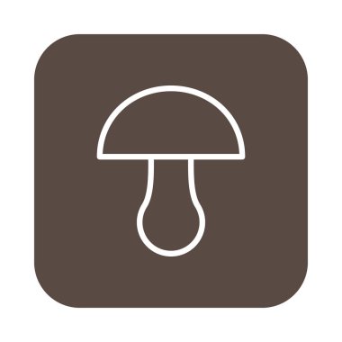 Mantar düz çizgi simgesi, doğrusal vektör tabelada renkli kare düğme üzerinde beyaz izole yuvarlanır. Sembol, logo illüstrasyon. Düz tasarım, piksel mükemmel