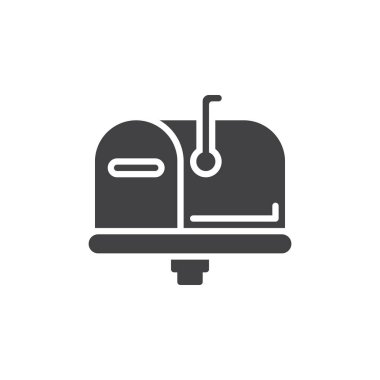 Kapalı, posta kutusu simge vektör, bayrak düz işareti, üzerinde beyaz izole karakter stili piktogram dolu. Sembol, logo illüstrasyon. Piksel mükemmel