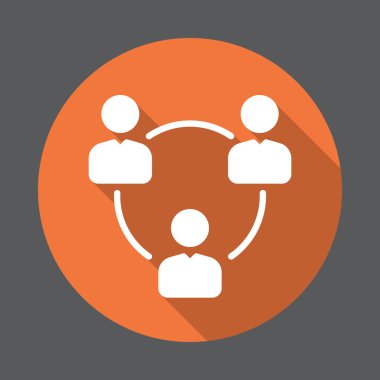 İnsanlar daire, Grup kullanıcıların düz simgesi. Renkli düğme dairesel vektör uzun gölge efekti ile oturum açın. Düz stil tasarım