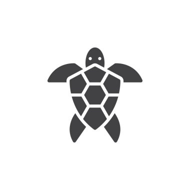 Deniz kaplumbağası simge vektör, düz işareti, üzerinde beyaz izole katı piktogram dolu. Sembol, logo illüstrasyon. Piksel mükemmel