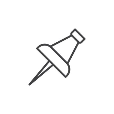 PIN satırı simgesi itmek, vektör işareti, anahat doğrusal piktogram beyaz izole. Sembol, logo illüstrasyon. Düzenlenebilir inme. Piksel mükemmel