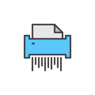 Kağıt belge parçalayıcı satırı simgesi, doldurulmuş Anahat vektör işareti, üzerinde beyaz izole doğrusal renkli sembol. Sembol, logo illüstrasyon. Düzenlenebilir inme. Piksel mükemmel