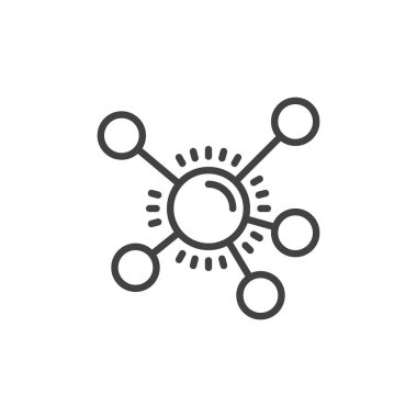 Zihin haritası satırı simgesi, vektör işareti, anahat üzerinde beyaz izole doğrusal stil piktogram. Sembol, logo illüstrasyon. Düzenlenebilir inme. Piksel mükemmel