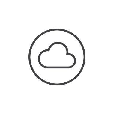 Bulut dairesel satırı simgesi. Yuvarlak basit kayıt. Düz stil vektör simgesi