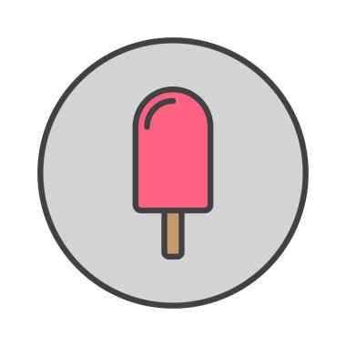 Buz lolly doldurulmuş anahat simgesini, renkli vektör işareti, dairesel piktogram yuvarlak. Dondurma sembolü, logo illüstrasyon