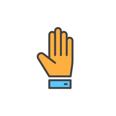 El, palm doldurulmuş anahat simgesini, çizgi vektör işareti, doğrusal renkli sembol. Sembol, logo illüstrasyon. Piksel mükemmel