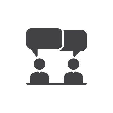 Tartışma, anlaşmazlık simge vektör, düz işareti, üzerinde beyaz izole katı piktogram dolu. Sembol, logo illüstrasyon. Piksel mükemmel