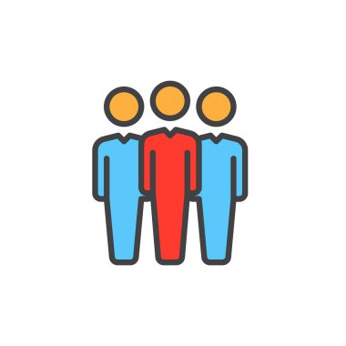 İnsanlar dolu anahat simgesini, renkli vektör işareti, takım sembol, logo illüstrasyon