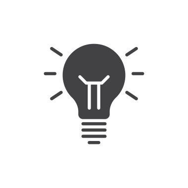 Fikir lamba simge vektör, düz işareti, üzerinde beyaz izole katı piktogram dolu. Sembol, logo illüstrasyon. Piksel mükemmel