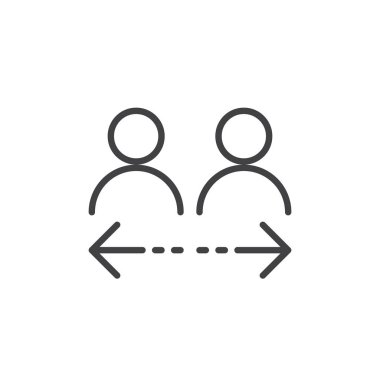 Aktarım Kullanıcı hesapları satırı simgesi arasında vektör işareti, anahat üzerinde beyaz izole doğrusal stil piktogram. Sembol, logo illüstrasyon. Düzenlenebilir inme. Piksel mükemmel