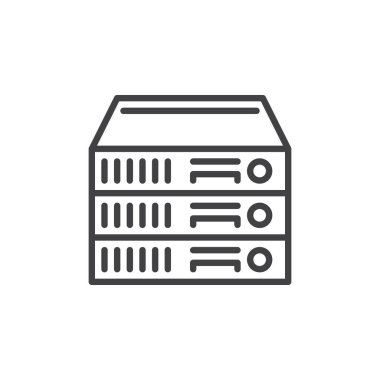 Raf tipi sunucular satırı simgesi, vektör işareti, anahat üzerinde beyaz izole doğrusal stil piktogram. Sembol, logo illüstrasyon. Düzenlenebilir inme. Piksel mükemmel