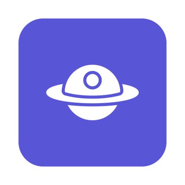 Tanımlanamayan uçan nesne veya Ufo düz simgesi, dolgulu vektör işareti, yuvarlatılmış kare düğmesini üzerinde beyaz izole renkli sembol. Uzaylı uzay gemisi sembolü, logo illüstrasyon. Düz tasarım, piksel mükemmel