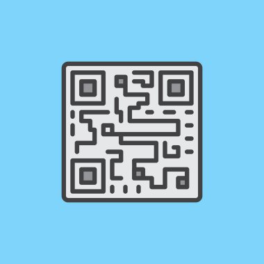 QR kodu doldurulmuş anahat simgesini, vektör işareti, renkli resimde
