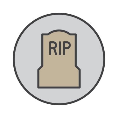 Mezar, mezar taşı anahat simgesi, renkli vektör işareti, dairesel düz piktogram yuvarlak dolu. Sembol, logo illüstrasyon