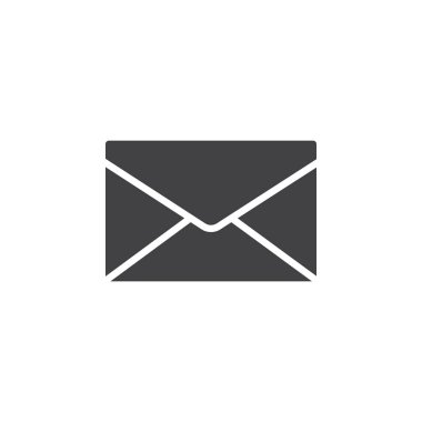 Zarf, posta, ileti simge vektör, düz işareti, üzerinde beyaz izole katı piktogram dolu. Sembol, logo illüstrasyon. Piksel mükemmel