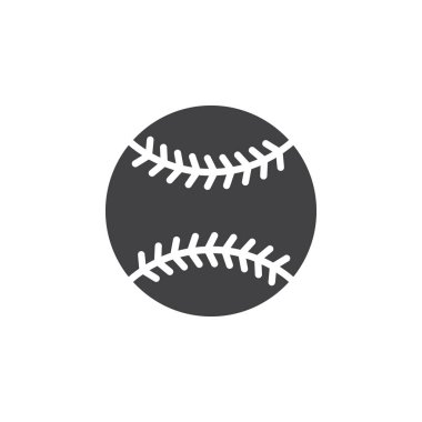 Beyzbol topu simge vektör, düz işareti, üzerinde beyaz izole katı piktogram dolu. Sembol, logo illüstrasyon. Piksel mükemmel