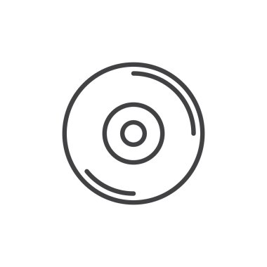 CD, Dvd disk satırı simgesi, anahat işareti, üzerinde beyaz izole doğrusal stil piktogram vektör. Sembol, logo illüstrasyon. Düzenlenebilir inme. Piksel mükemmel