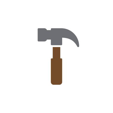 Renkli vektör simgesi, dolu düz işareti, üzerinde beyaz izole katı piktogram çekiç. Sembol, logo illüstrasyon. Piksel mükemmel